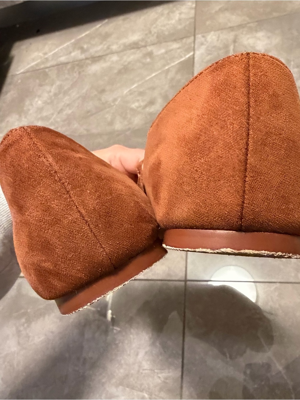 GAP Women's Chestnut Suede Mary Jane Flats with Gold Buckle - Picture 6 of 6